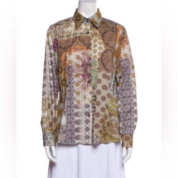 ETRO Pattern Floral Print Cotton Button Front Dress Shirt - Picture 1 of 8